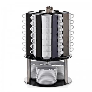 Biradlı GRV-FS-01 Tabaklı Döner Fincan Standı, 56 Fincan Kapasiteli