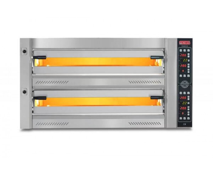 SGS PZ-10575-DE Profesyonel Pizza Fırını, 12 Adet Tava Kapasiteli, Üstten Açılmalı Kapak, Çift Katlı, 16000 W