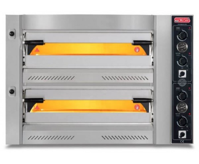 SGS PZ-7575-DE Profesyonel Pizza Fırını, 8 Adet Tava Kapasiteli, Çift Katlı, 12000 W