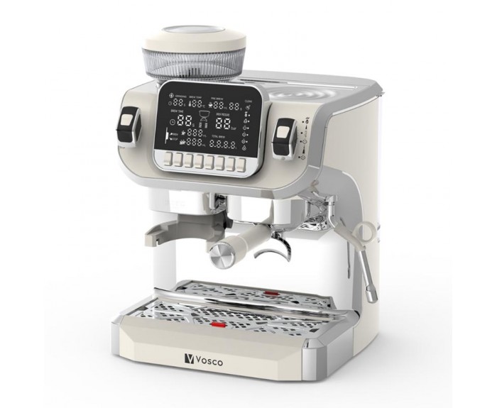 Vosco VST-520ECB Öğütücülü Barista Espresso Kahve Makinesi, 1 Gruplu, Beyaz