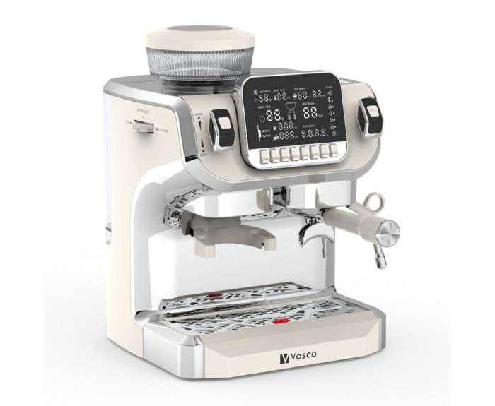 Vosco VST-520ECB Öğütücülü Barista Espresso Kahve Makinesi, 1 Gruplu, Beyaz