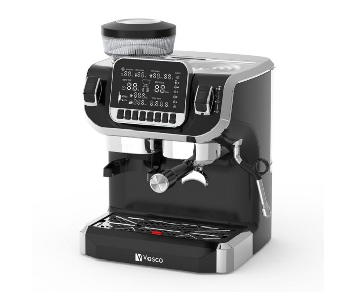 Vosco VST-520ECS Öğütücülü Barista Espresso Kahve Makinesi, 1 Gruplu, Siyah