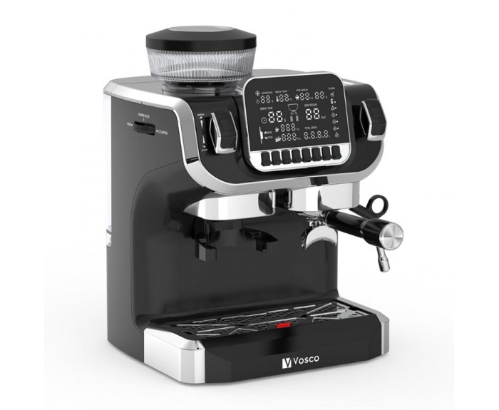 Vosco VST-520ECS Öğütücülü Barista Espresso Kahve Makinesi, 1 Gruplu, Siyah