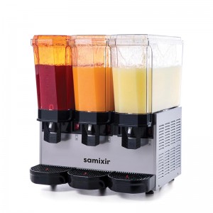 Samixir SLUSH36 Allure Triple Ice Slush Granita Milkshake ve Soğuk Meyve Suyu Dispenseri, 12+12+12 L, Inox