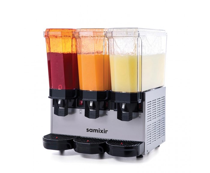 Samixir SLUSH36 Allure Triple Ice Slush Granita Milkshake ve Soğuk Meyve Suyu Dispenseri, 12+12+12 L, Inox