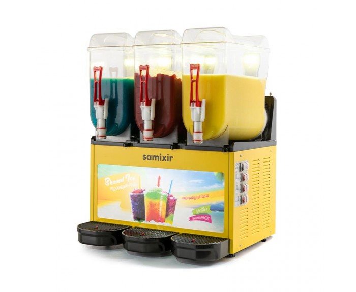 Samixir SLUSH36 Allure Triple Ice Slush Granita Milkshake ve Soğuk Meyve Suyu Dispenseri, 12+12+12 L, Sarı