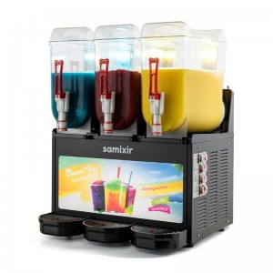 Samixir SLUSH36 Allure Triple Ice Slush Granita Milkshake ve Soğuk Meyve Suyu Dispenseri, 12+12+12 L, Siyah