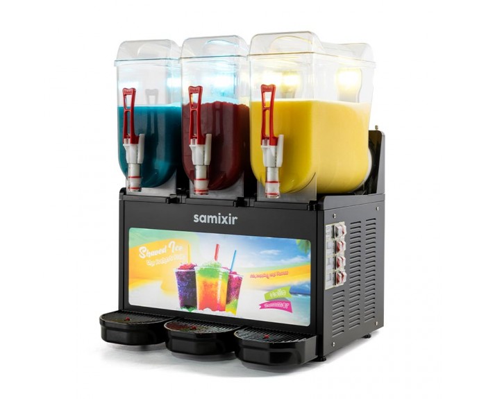 Samixir SLUSH36 Allure Triple Ice Slush Granita Milkshake ve Soğuk Meyve Suyu Dispenseri, 12+12+12 L, Siyah