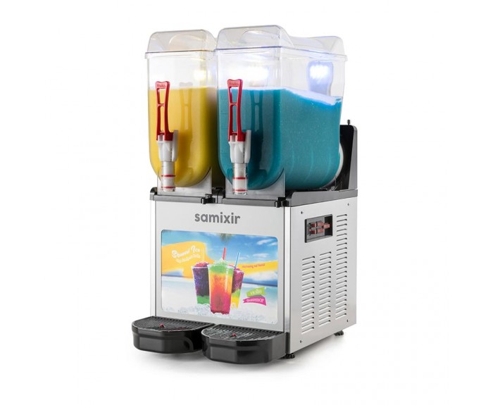 Samixir SLUSH24 Allure Twin Ice Slush Granita Milkshake ve Soğuk Meyve Suyu Dispenseri, 12+12 L, Inox