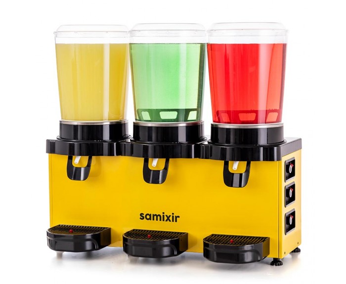 Samixir MMM30 Panaromik Triple Soğuk İçecek Dispenseri, 10 L+10 L+10 L, Sarı