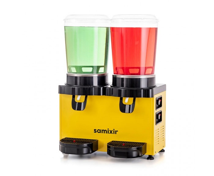 Samixir MM20 Panaromik Twin Soğuk İçecek Dispenseri, 10 L+10 L, Sarı