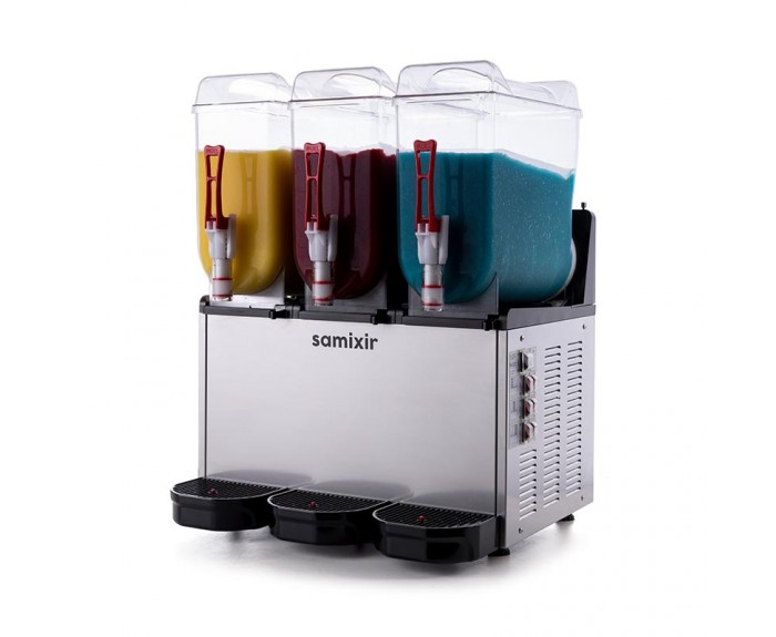 Samixir SLUSH36 Triple Ice Slush Granita Milkshake ve Soğuk Meyve Suyu Dispenseri, 12+12+12 L, Inox