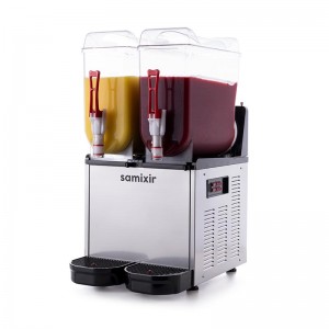 Samixir SLUSH24 Twin Ice Slush Granita Milkshake ve Soğuk Meyve Suyu Dispenseri, 12+12 L, Inox