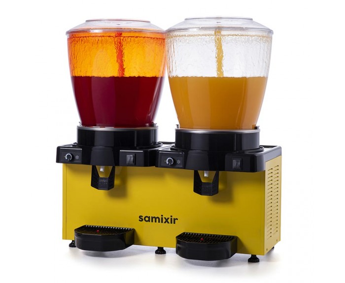 Samixir SS44 Panaromik Analog Twin Soğuk İçecek Dispenseri, 22+22 L, Fıskiyeli, Sarı