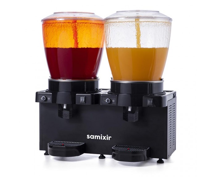 Samixir SS44 Panaromik Analog Twin Soğuk İçecek Dispenseri, 22+22 L, Fıskiyeli, Siyah