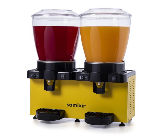 Samixir MM44.AY Panaromik Analog Twin Soğuk İçecek Dispenseri, 22+22 L, Karıştırıcılı, Sarı