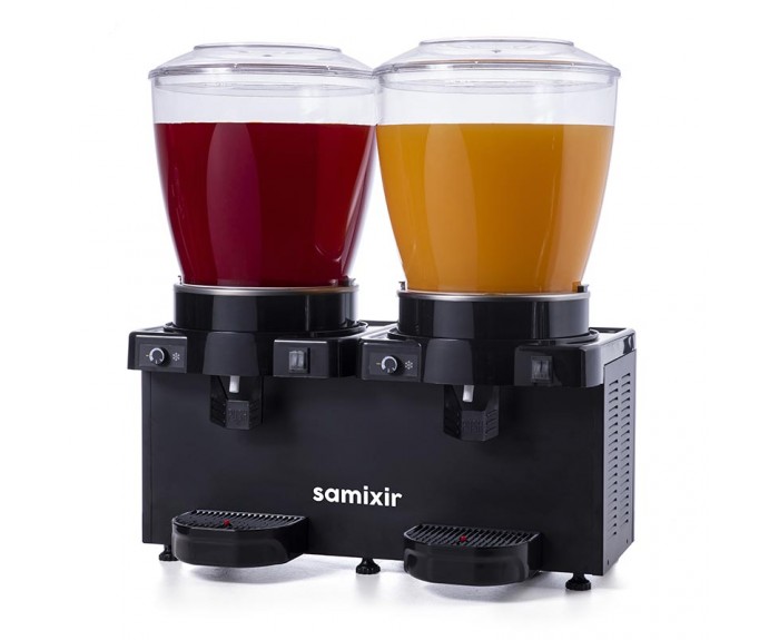 Samixir MM44.AB Panaromik Analog Twin Soğuk İçecek Dispenseri, 22+22 L, Karıştırıcılı, Siyah